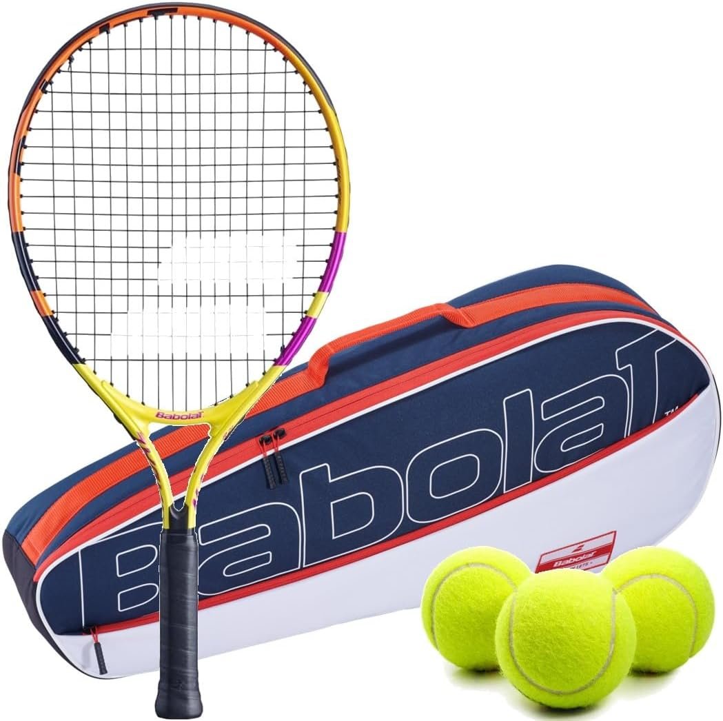 Babolat Nadal Junior Tennis Racquet (Rafa Edition) Bundled with a Club Backpack or Bag and 3 Tennis Balls