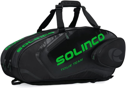 Solinco 6-Pack Tour Team Tennis Racquet Bag Black and Neon Green