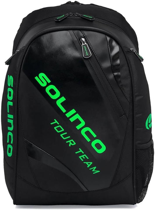 Solinco Tour Team Tennis Backpack Black and Neon Green
