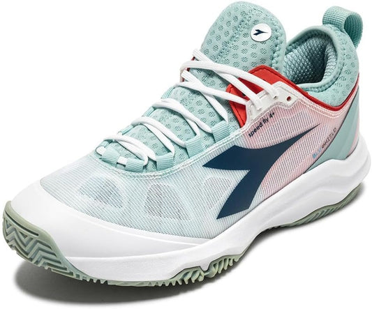 DIADORA Women`s Speed Blushield Fly 4 AG Tennis Shoe, White/Legion Blue