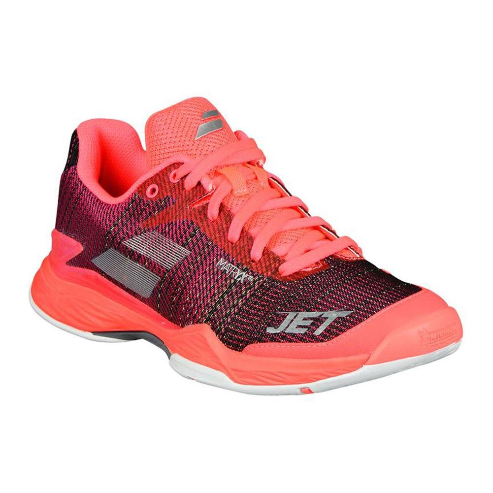 Babolat Jet Mach II Clay Womens Tennis Shoe - (Runs Small - Size UP 1/2 Size) Fluo Pink/Silver