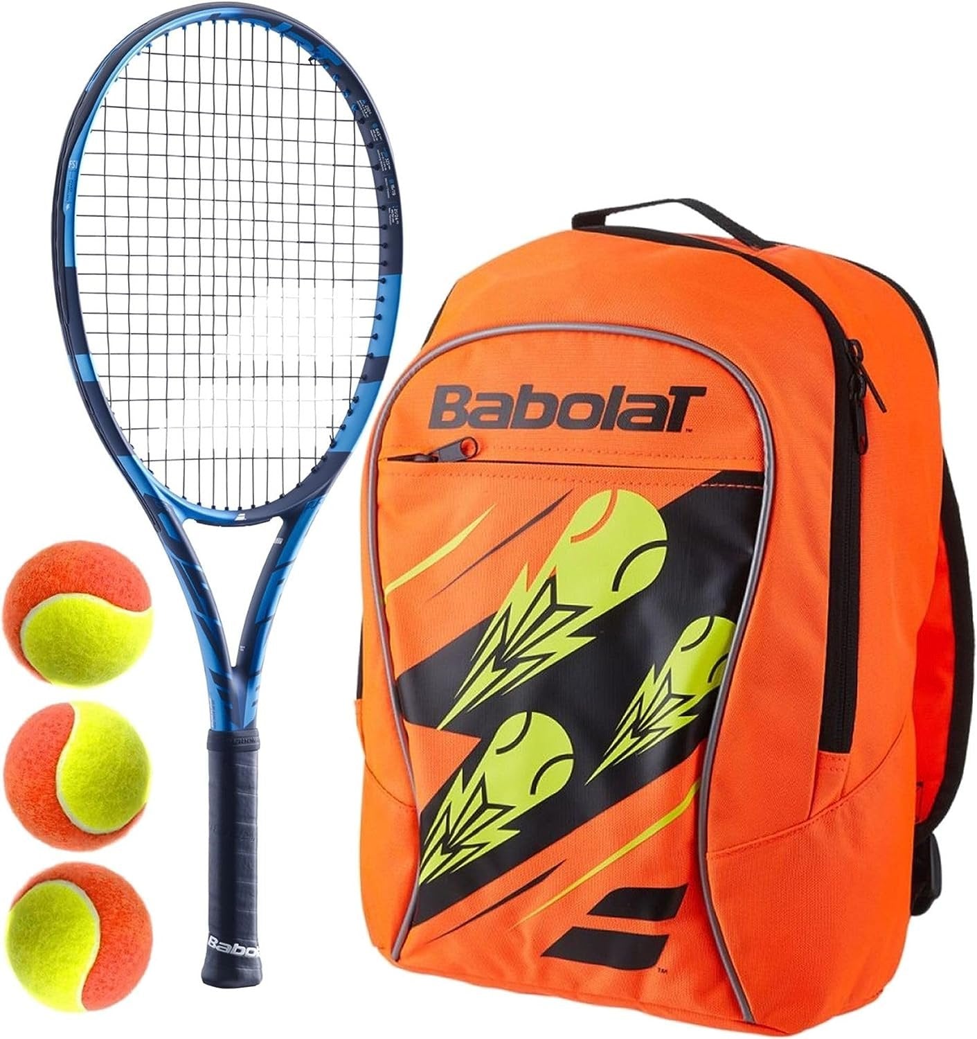 Babolat Pure Drive Junior Tennis Racquet Bundled with a Child's Tennis Backpack and 3 Tennis Training Balls