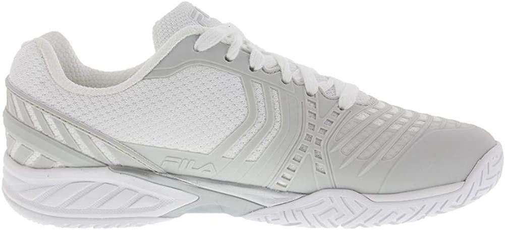 Fila Women's Axilus Energized Tennis Shoe, White/Metallic Silver (6.0)