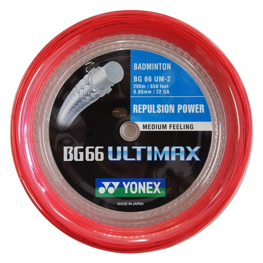Yonex BG 66 Ultimax Badminton String 200m Reel (Red)