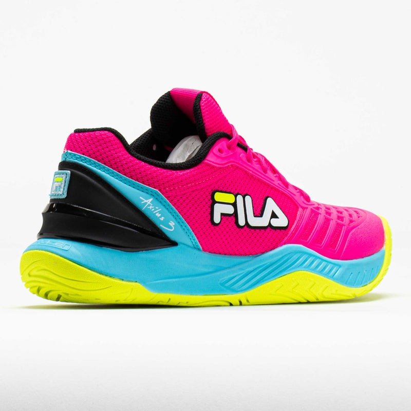 Fila Women's  Axilus 3 Energized Tennis Shoe, (Pink Glo/Bluefish/Safety Yellow)