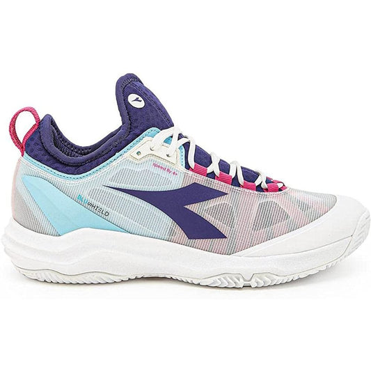 Diadora Women`s Speed Blushield Fly 4 AG Clay Tennis Shoe, White/ Blueprint